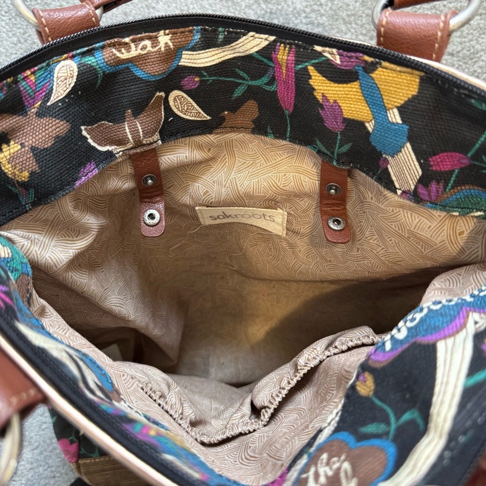 The Sak SAKROOTS Artist Circle Artillery Peace Nature Print Handbag Purse - Picture 3 of 12